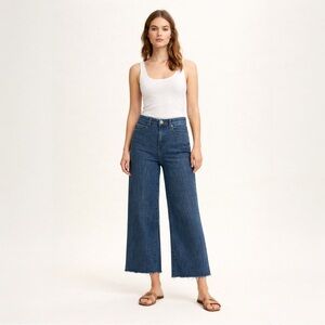 William Rast Wide Leg Crop Jeans Raw Hem Medium Wash Size 25